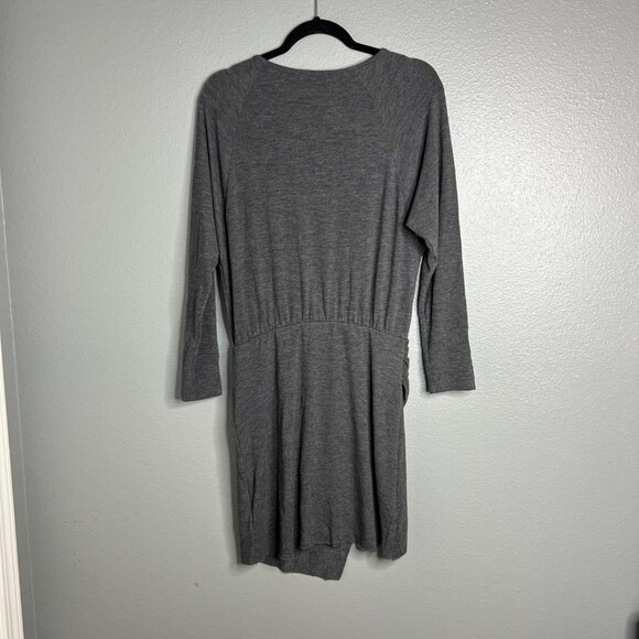 Michael Stars Long Sleeve Jersey Knit Blouson Elastic Waist Dress Ruched - Picture 5 of 7